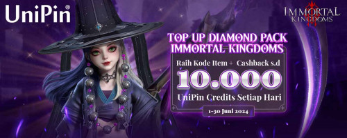 Top Up Immortal Kingdoms di UniPin pada Bulan Juni & Raih Kode Item + Cashback 10.000 UniPin Credits Setiap Hari!
